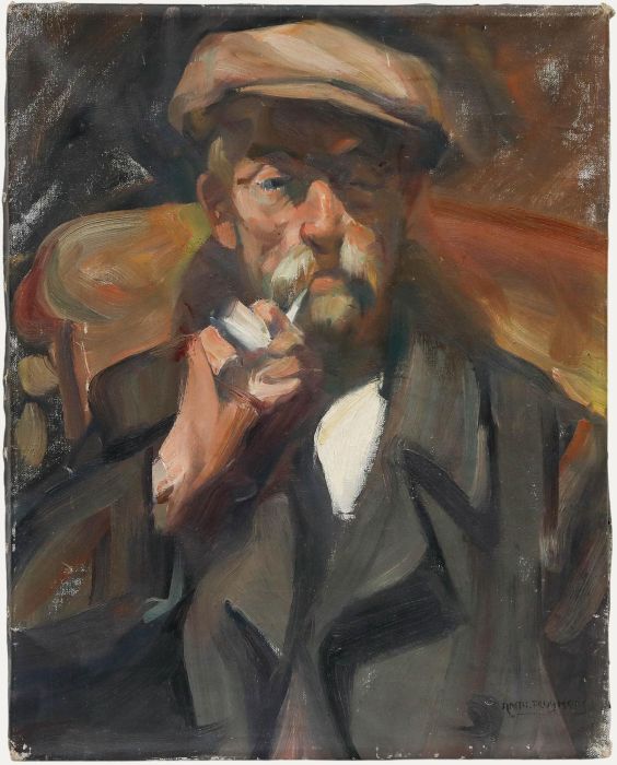 Antoine Pluymers (1910-1967) - Mid 20th Century Oil, The Pipe Smoker