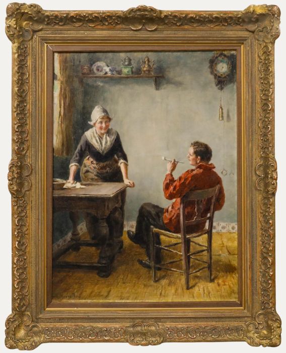 Carl Haver (1859-1920) - Framed Late 19th Century Oil, Courting Couple
