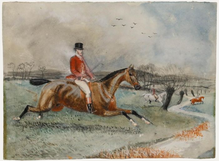 T. Walsh - 19th Century Watercolour, The Hunt Advances