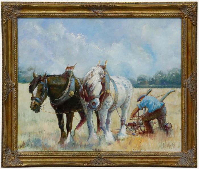 A. Holche - Framed Contemporary Oil, The Plough