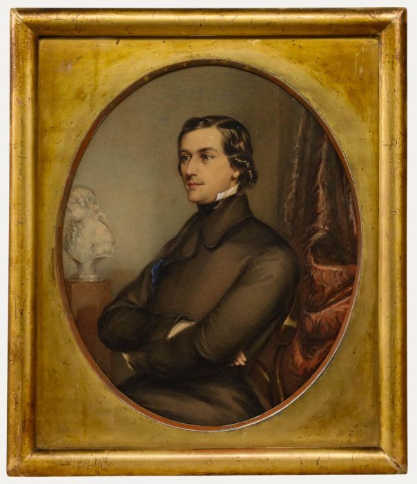 Framed 19th Century Watercolour - Portrait of a Gentleman