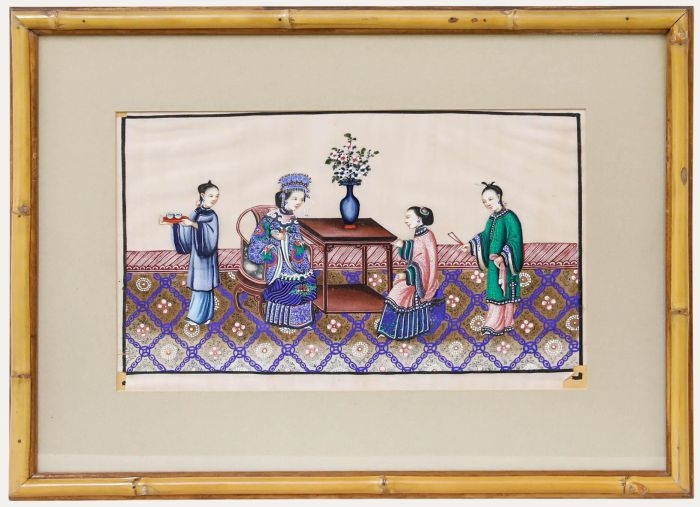 Chinese School 19th Century Gouache - Tea for the Lady