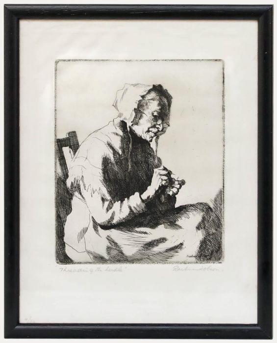 Henry Raeburn Dobson (1901-1985) - Framed Etching, Threading the Needle