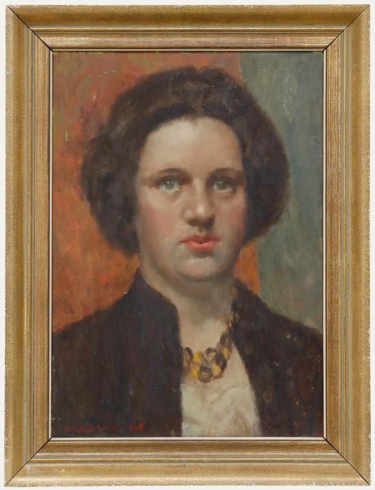 William Mason (1906 -2002) - 1964 Oil, Lady with Tortoiseshell Necklace