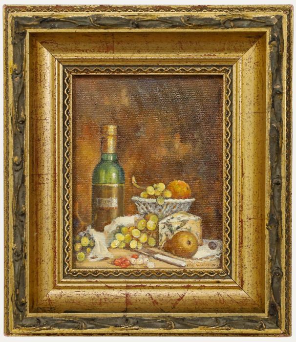 June Chapman - 20th Century Oil, Still Life with Green Bottle