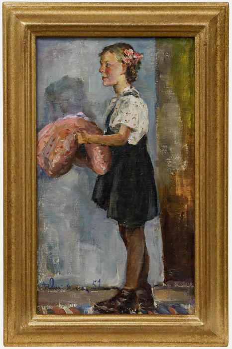 Viktor Fedorovich Letyanin (1921-2009) - Framed 1951 Oil, Portrait of a Girl