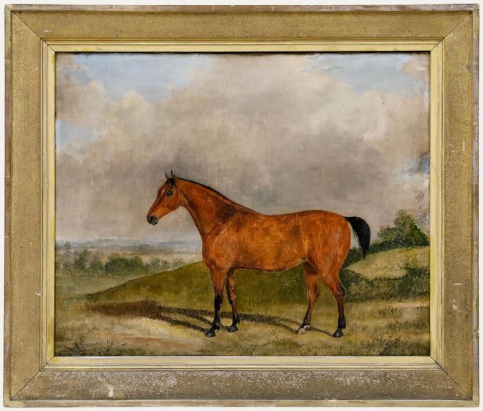 George Henry Laporte (1799-1873) - Framed 1848 Oil, Bay Hunter in a Landscape