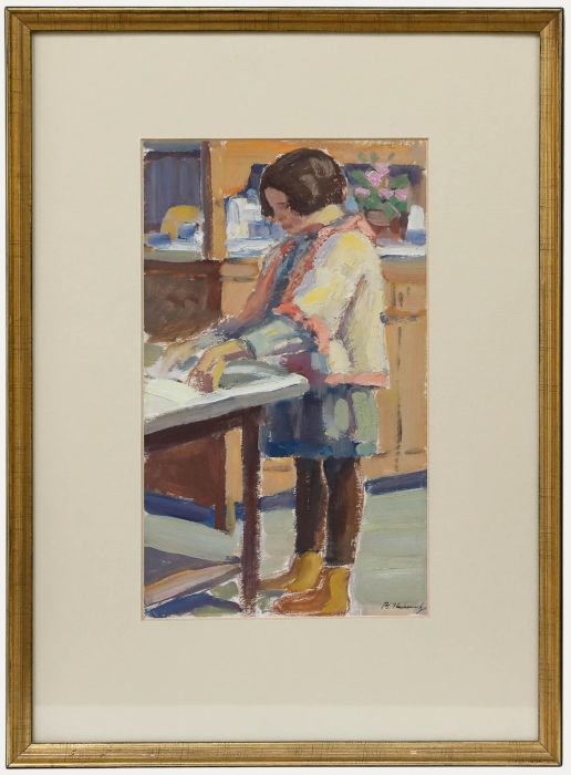 Philippe Steinmetz (1900-1987) - Framed Oil, Crafting in the Kitchen
