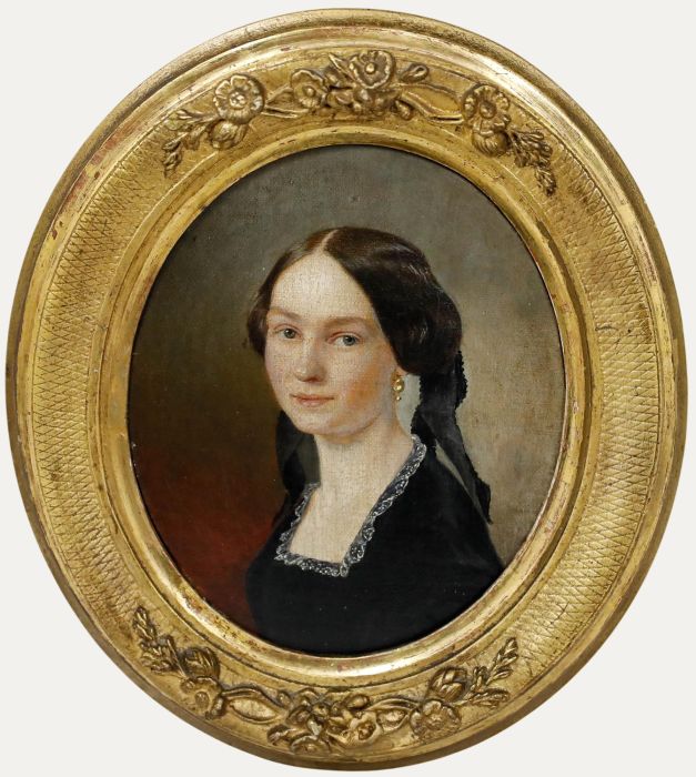 Biedermeier Period Mid 19th Century Oil - Lady in Black