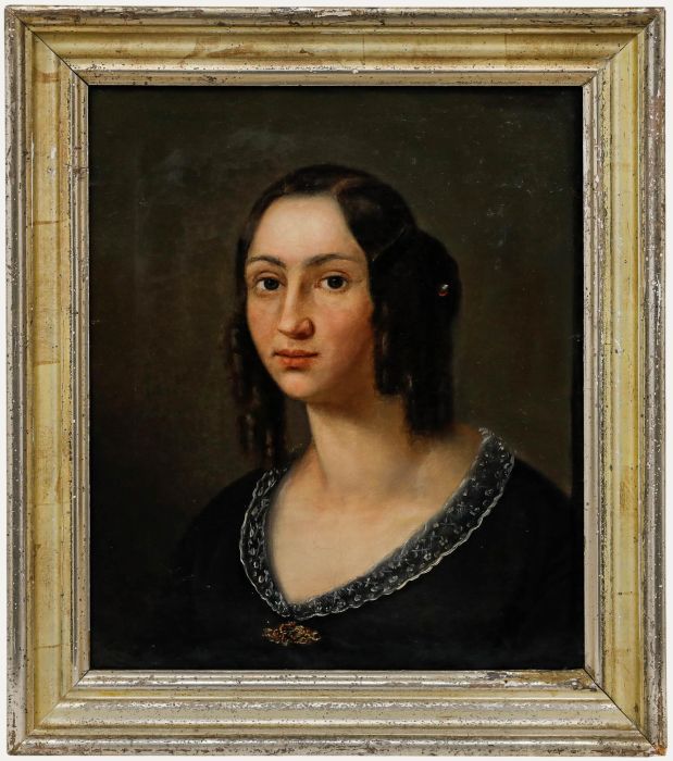 Scandinavian School Early 19th Century Oil - Girl with Ringlets