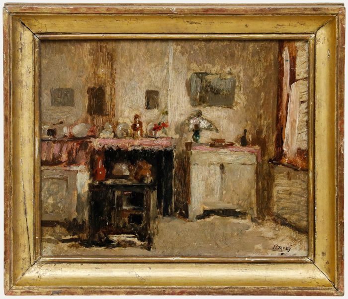 Jean Laudy (1877-1956) - Framed Mid 20th Century Oil, Living Room Interior
