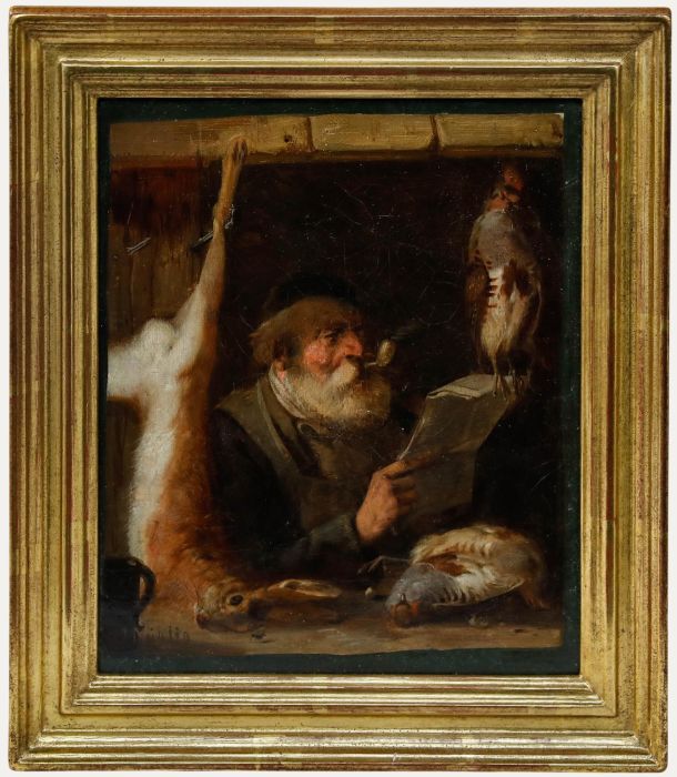 Meno Muhlig (1823-1873) - Framed Mid 19th Century Oil, Der Wildbretverkaufer