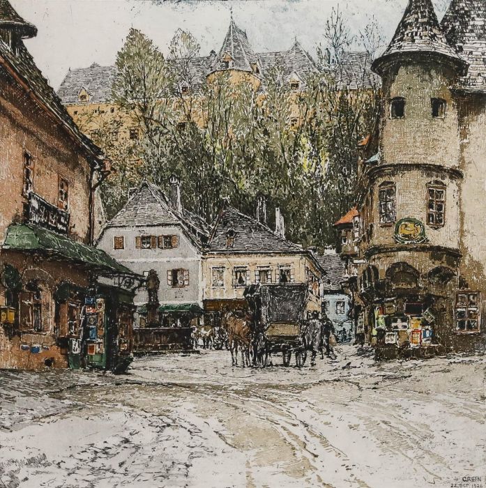 Luigi Kasimir (1881-1962) - Framed 1926 Etching, View of Greinwinter