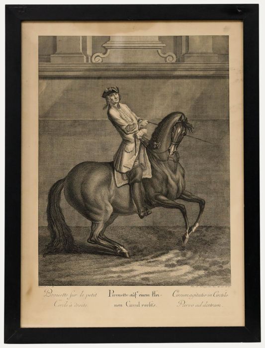 Johann Elias Ridinger (1698-1767) - Engraving, Pirouette on the Small Circle
