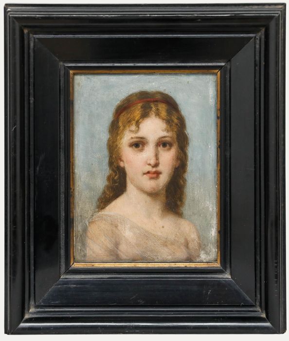 Erhard Winterstein (1841-1919) - Framed 1898 Oil, Lady with the Red Headband