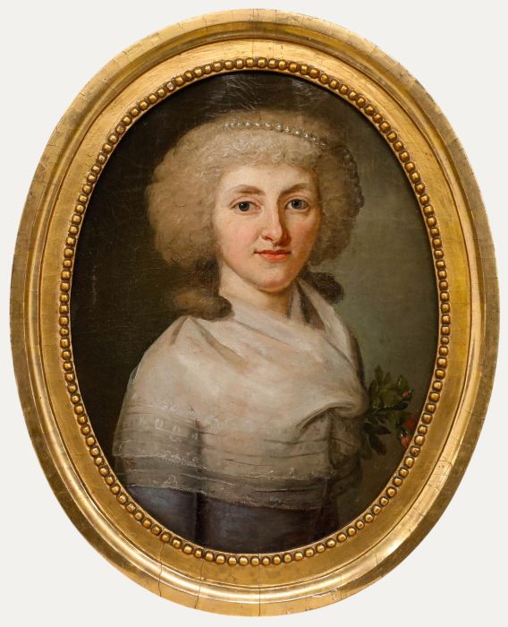 Framed 18th Century Oil - Portrait of a Lady with a Ferronnière