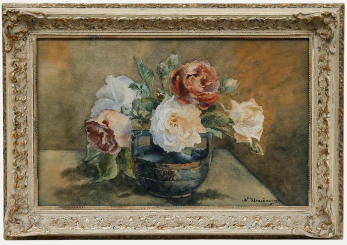 Framed Early 20th Century Watercolour - Still Life of Roses