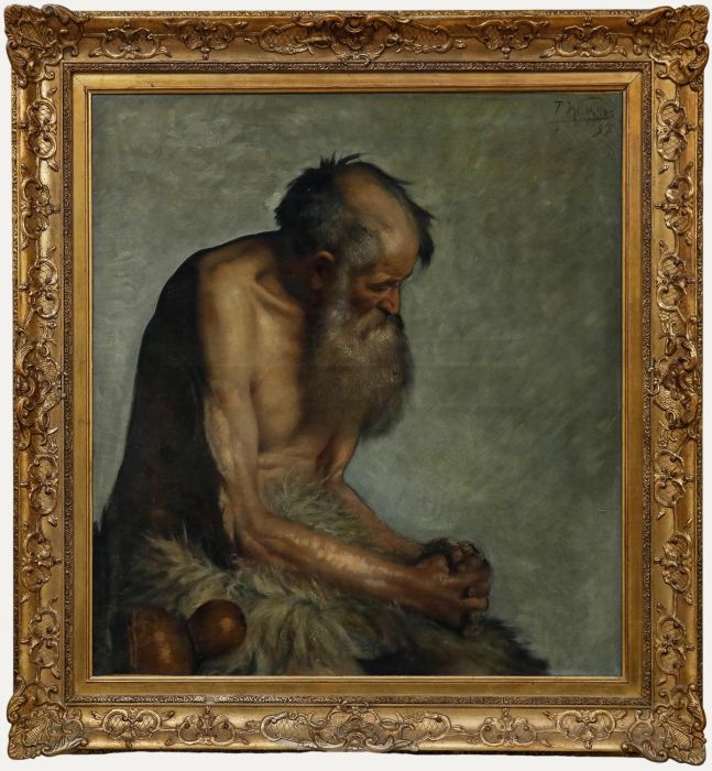 Paul Klapper (1864 -1928) - Framed Oil, Portrait of Saint Jerome