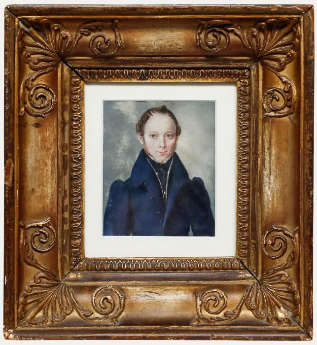 Biedermeier 19th Century Gouache - Portrait of a Gentleman