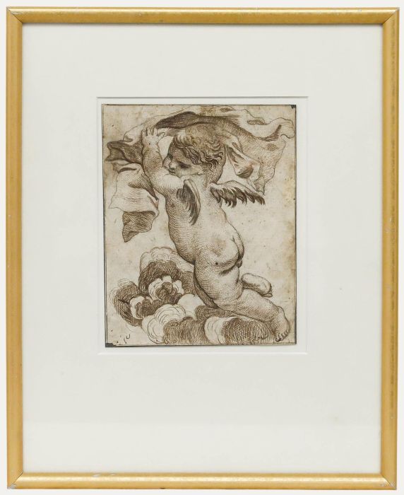 Franz Sales Weiss (1773-1824) - Framed Pen and Ink Drawing, Angel on a Cloud