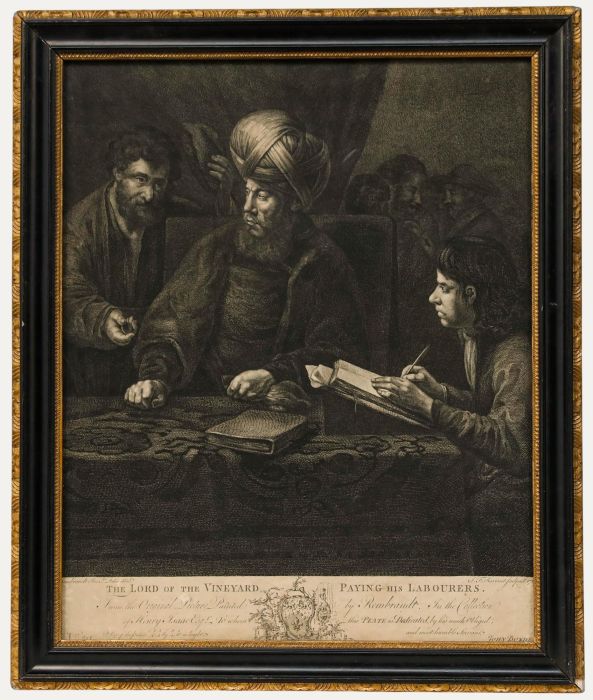 Ravenet after Rembrandt - 1767 Engraving, The Lord of the Vineyard