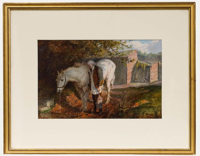Framed Late 19th Century Watercolour - You Can Lead a Horse to Water