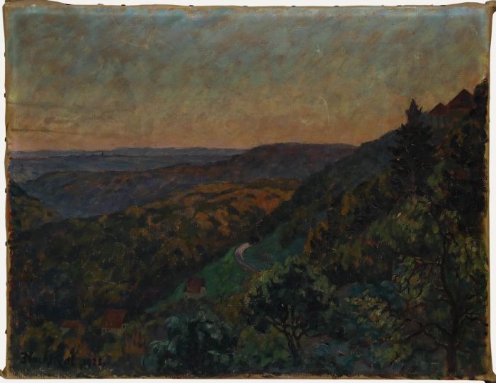 Emma Nachtigal (1875-1969) - Impressionist 1925 Oil, Forested Hills