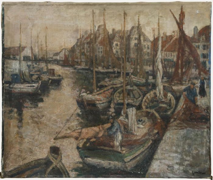 Richard Schreiber (1904-1963) - Mid 20th Century Oil, Breton Fishing Port