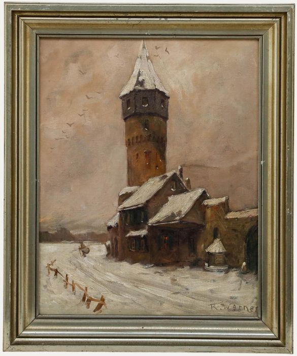 Reinhold Werner (1864 -1939) - Framed Oil, Leaving Friedberger Warte