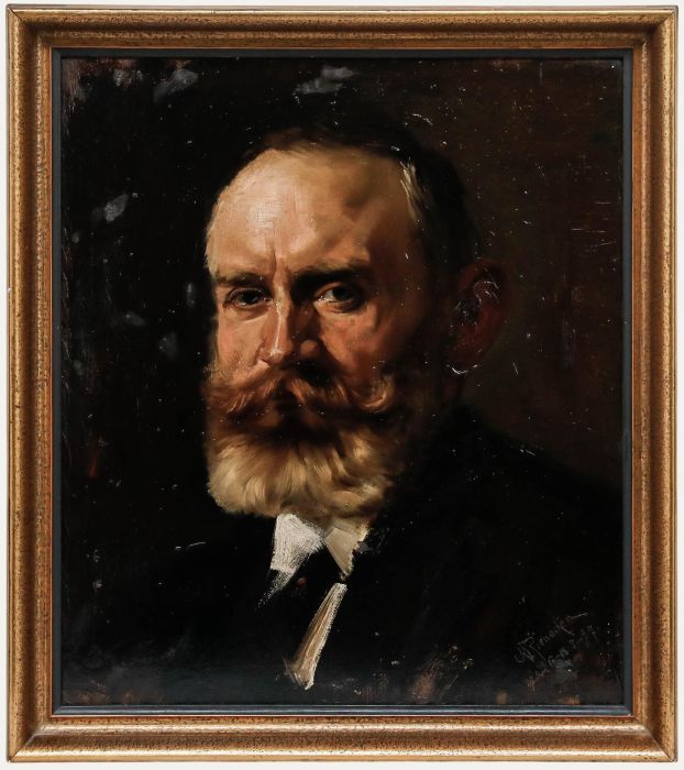 Gustav Rienäcker (1861-1935) - Framed 1897 Oil, Portrait of a Gentleman