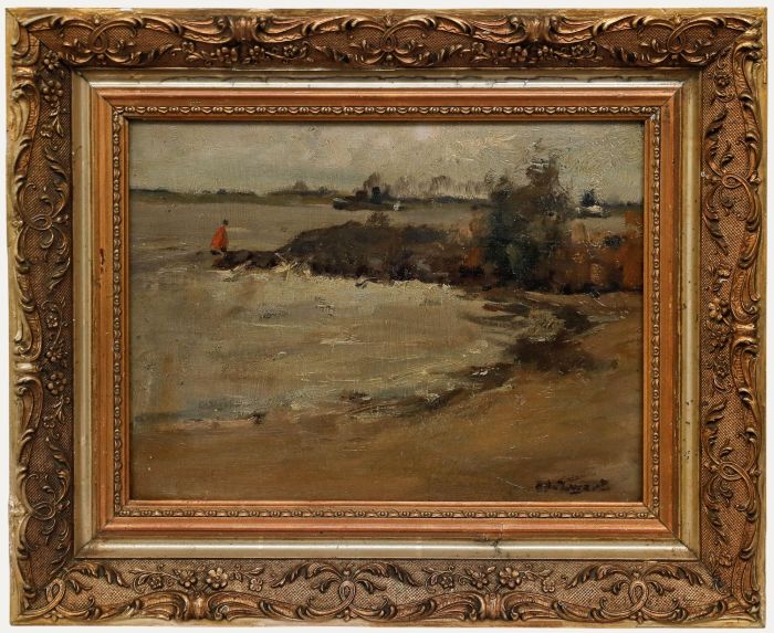 Arie Zwart (1903-1981) - Framed 1935 Oil, Along the Waal