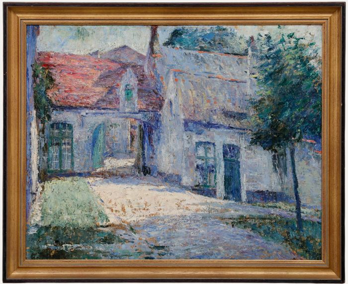 Early 20th Century Oil - Beguinage in Blue