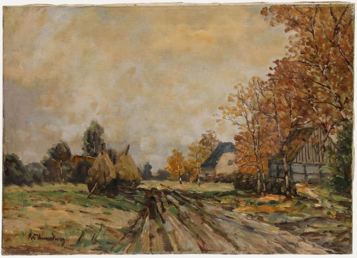 Mid 20th Century Oil - Landscape near Düsseldorf