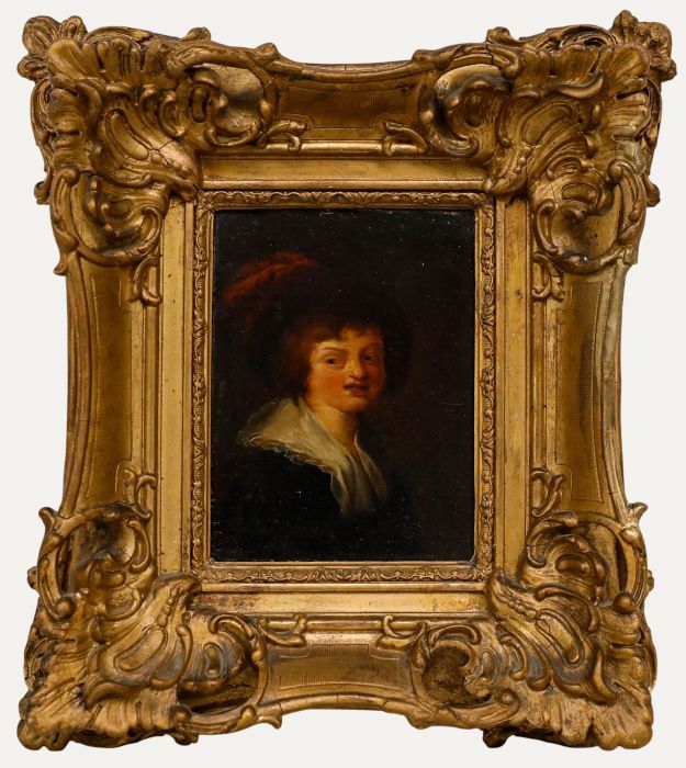 Dutch School Early 19th Century Oil - Boy in a Feathered Hat
