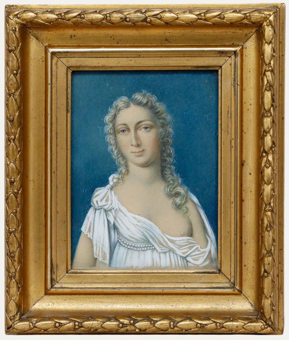The Franquet Portraits - 19th Century Gouache, Mrs. Captain von Franquet