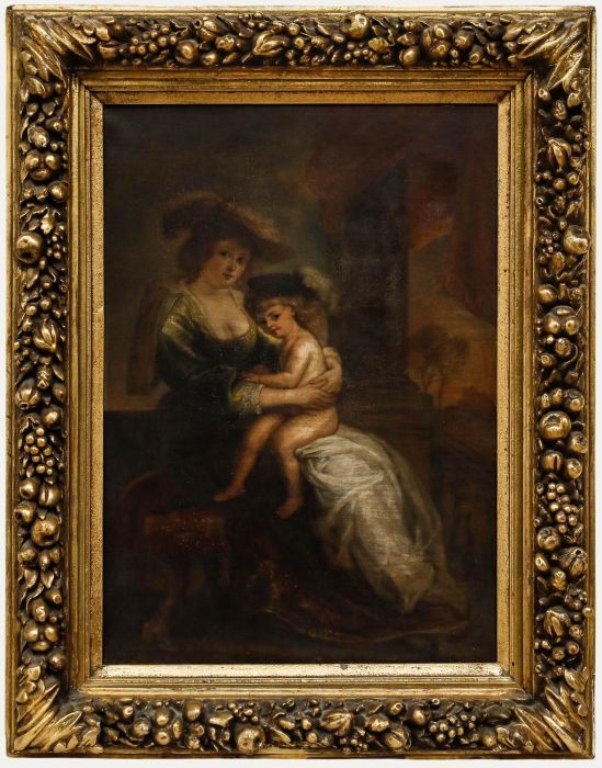 After Rubens (1577-1640) - 19th Century Oil, Hélène Fourment with her Son Frans