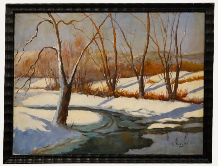 Lajos Sziklai - Mid 20th Century Oil, Snowy Landscape