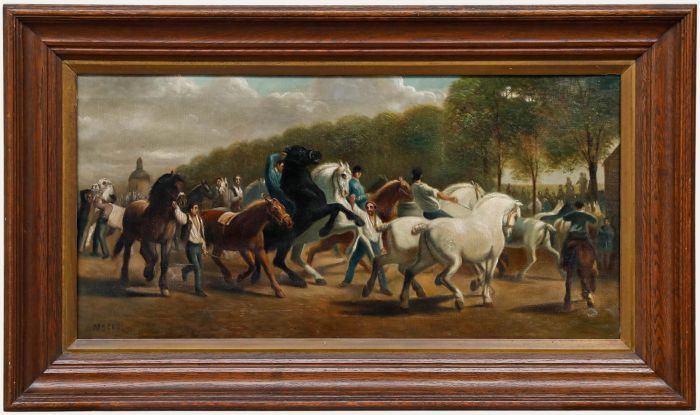 After Rosa Bonheur - Framed Late 19th Century Oil, The Horse Fair