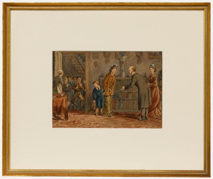19th Century Watercolour - The New Boy
