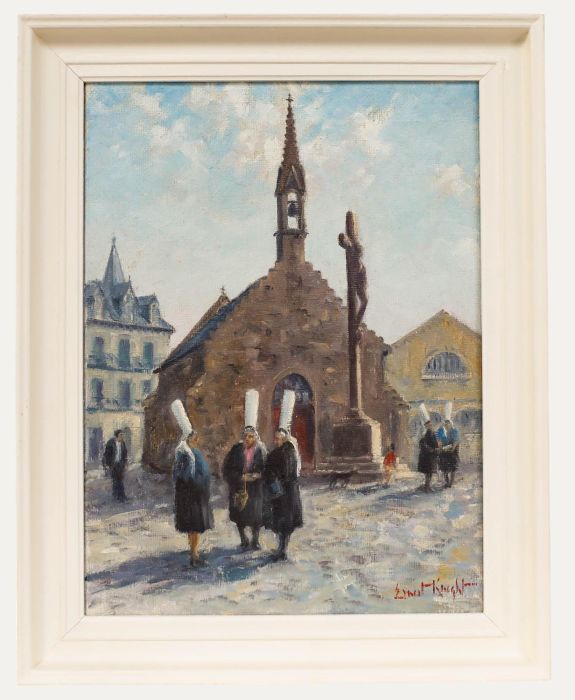 Ernest Knight (1915-1995) - Mid 20th Century Oil, La Chapelle de La Croix