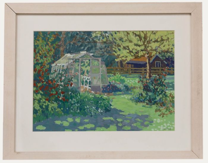 Annabel Gosling (b.1942) - Contemporary Gouache, Greenhouse in Summer