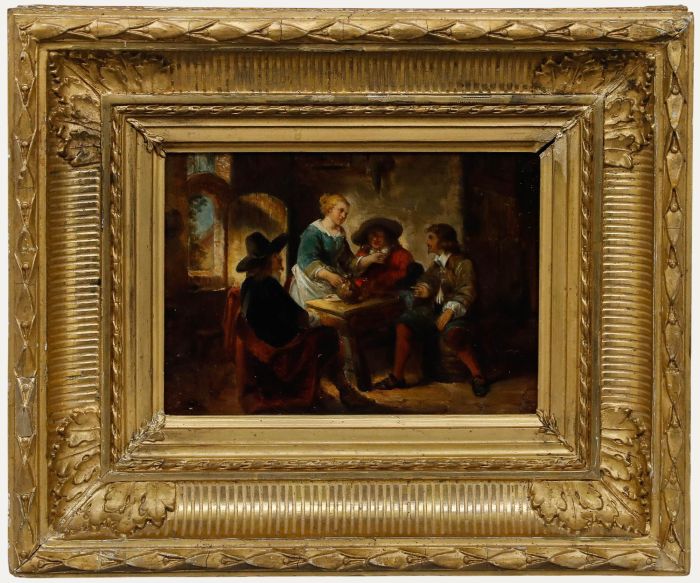 Framed 19th Century Oil - In the Tavern