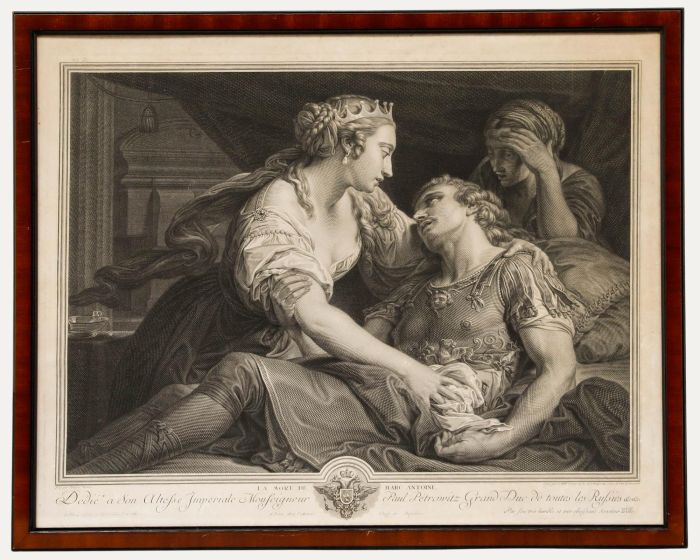 Wille after Batoni - 1778 Engraving, The Death of Mark Antony