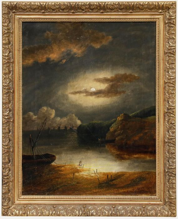 Charles Greville Morris (1861-1922) - 19th Century Oil, Smugglers in Moonlight
