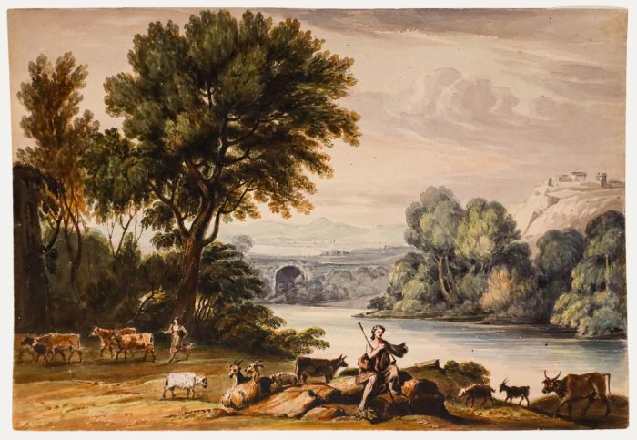 After Claude Lorrain (1604-1682) - 19th Century Watercolour, Mercury and Apollo