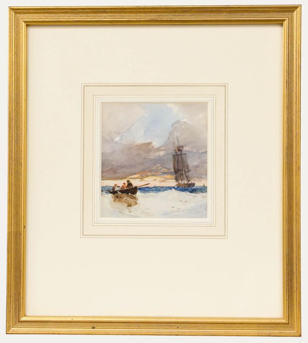 Attrib. Charles Bentley (1806-1854) - Framed Watercolour, Rowing to Shore