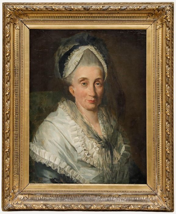 French School c. 1790 Oil - Lady with Organza Veil