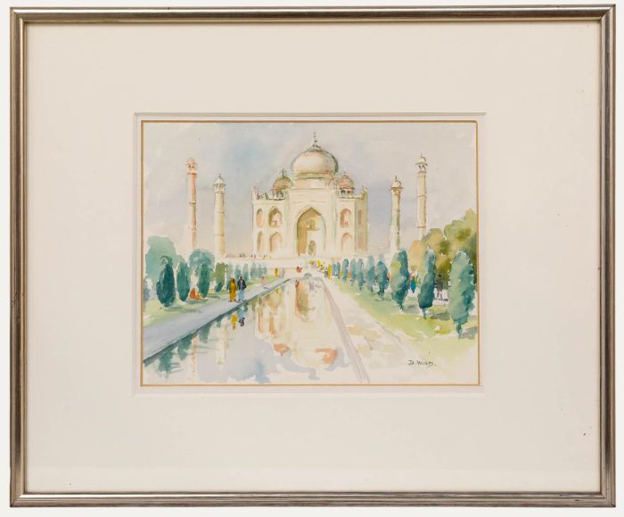 David Wood (1933-1996) - 20th Century Watercolour, Evening Light, Taj Mahal