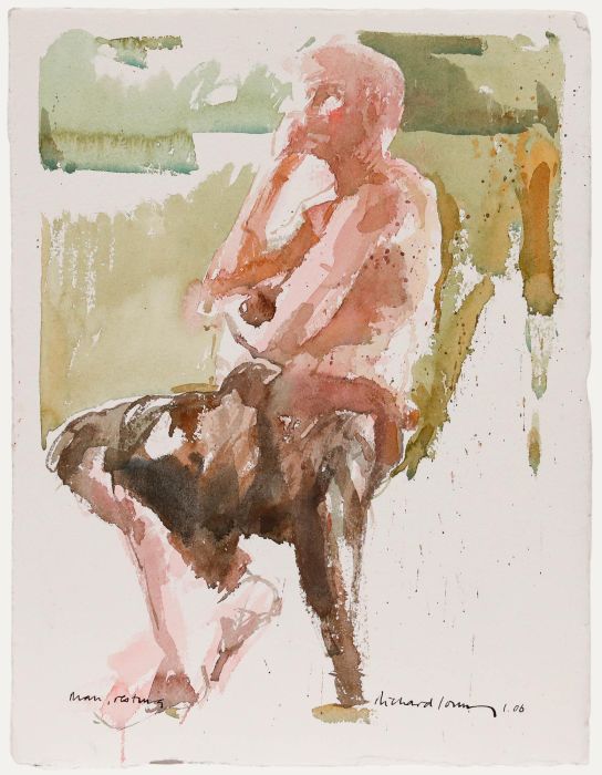 Richard J.S. Young - Contemporary Watercolour, Man, Resting