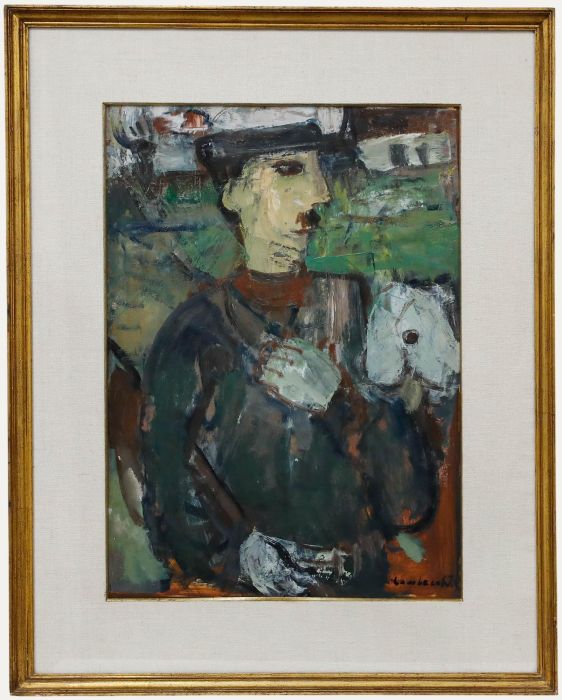 Constant Lambrecht (1915-1993) - 20th Century Oil, Farmer and His Sheep